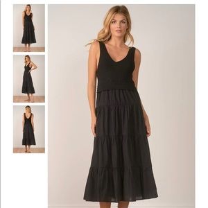 Elan maxi, black. Top is a sweater material attached to maxi skirt.
